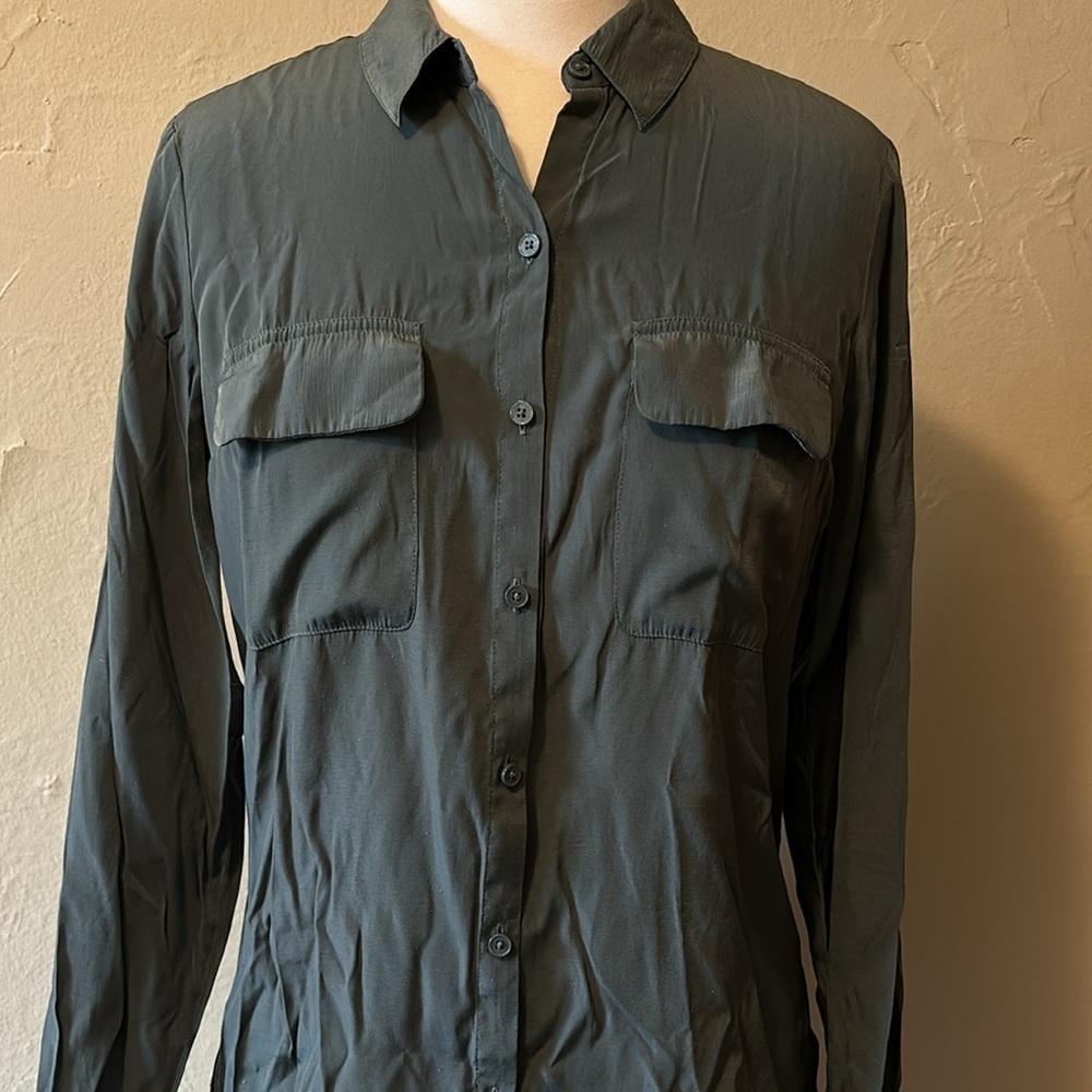 EXPRESS casual button up shirt with double breast pockets women’s small petite - Picture 10 of 13